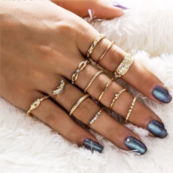 Bohemian Gold Stackable 12 Ring Set - Picture 7 of 8